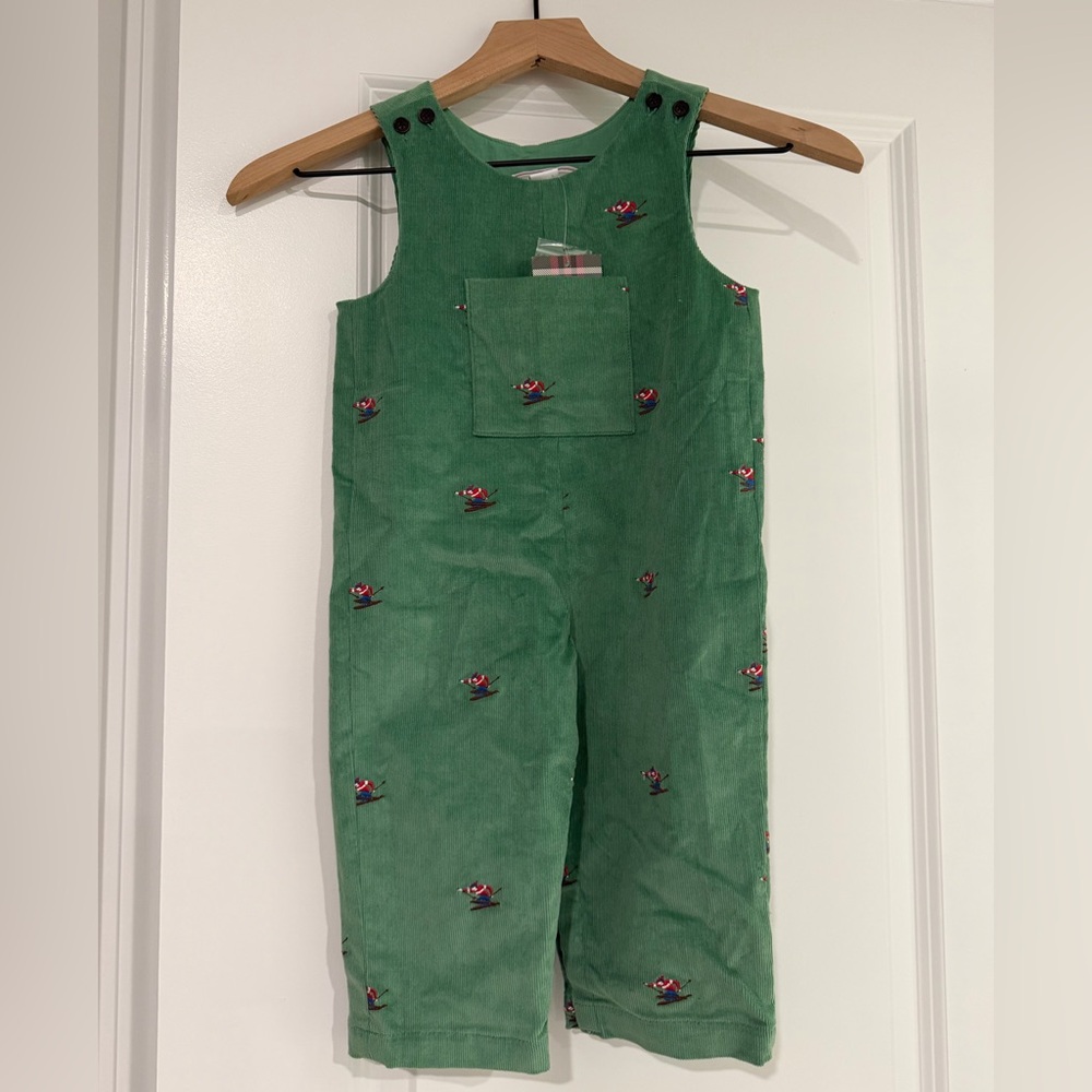 NWT Classic Prep Tucker Frosty Spruce Overall w Embroidered Skiers size 12-18mon